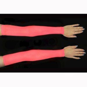 Neon pink-red color mesh sleeves for dance costume, show, carnival. Size L. New